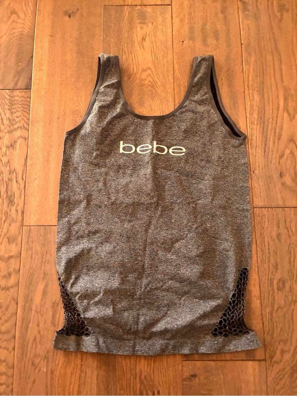 Bebe Logo Sports Athletic Tank with Mesh Side Insets
